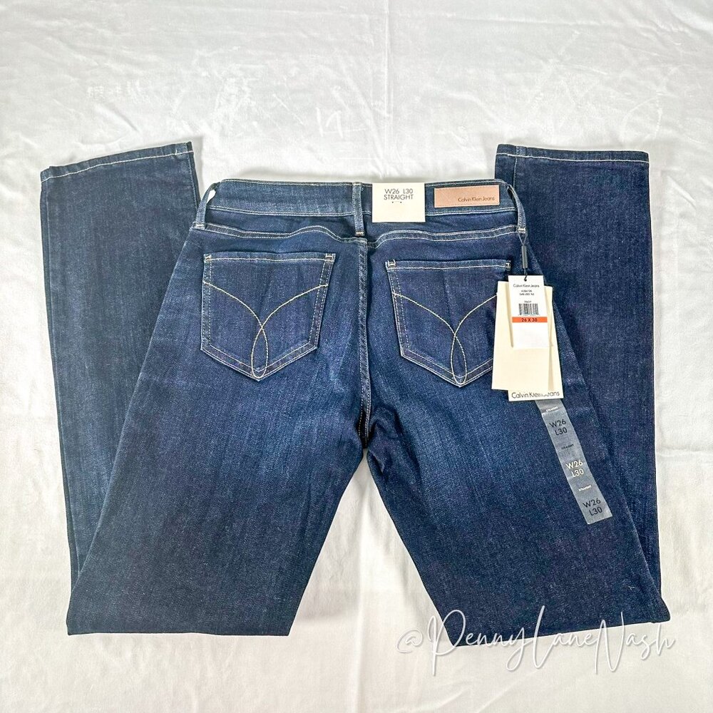 Calvin Klein Jeans Straight-Leg Jeans Dark Blue - Picture 8 of 12